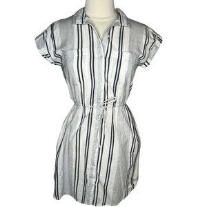 Japna womens shirt dress blue medium pockets button front